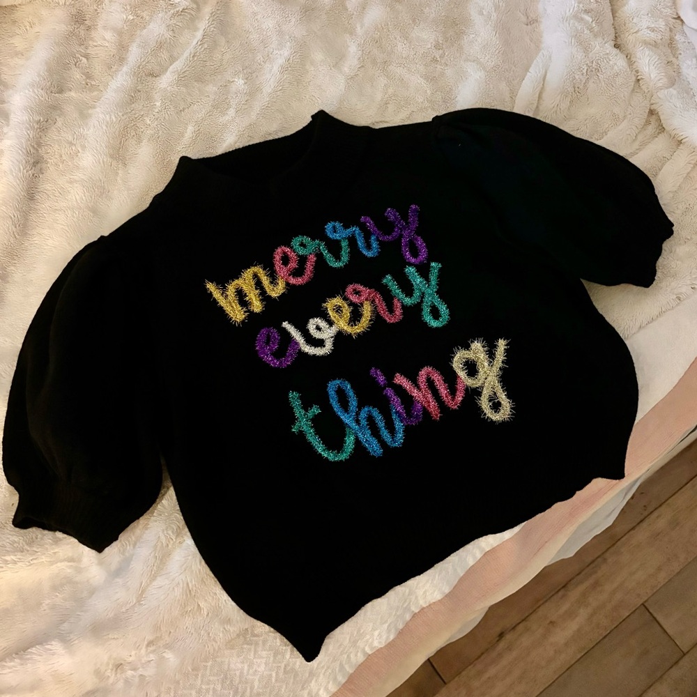 merry everything Christmas Crop Sweater